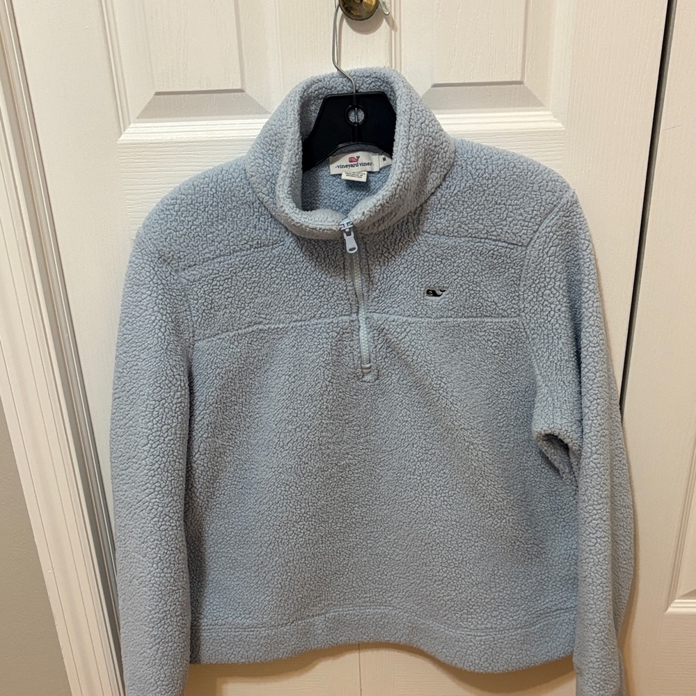 Vineyard Vines Women's Baby Blue 1/4 Zip Sherpa Pull Over